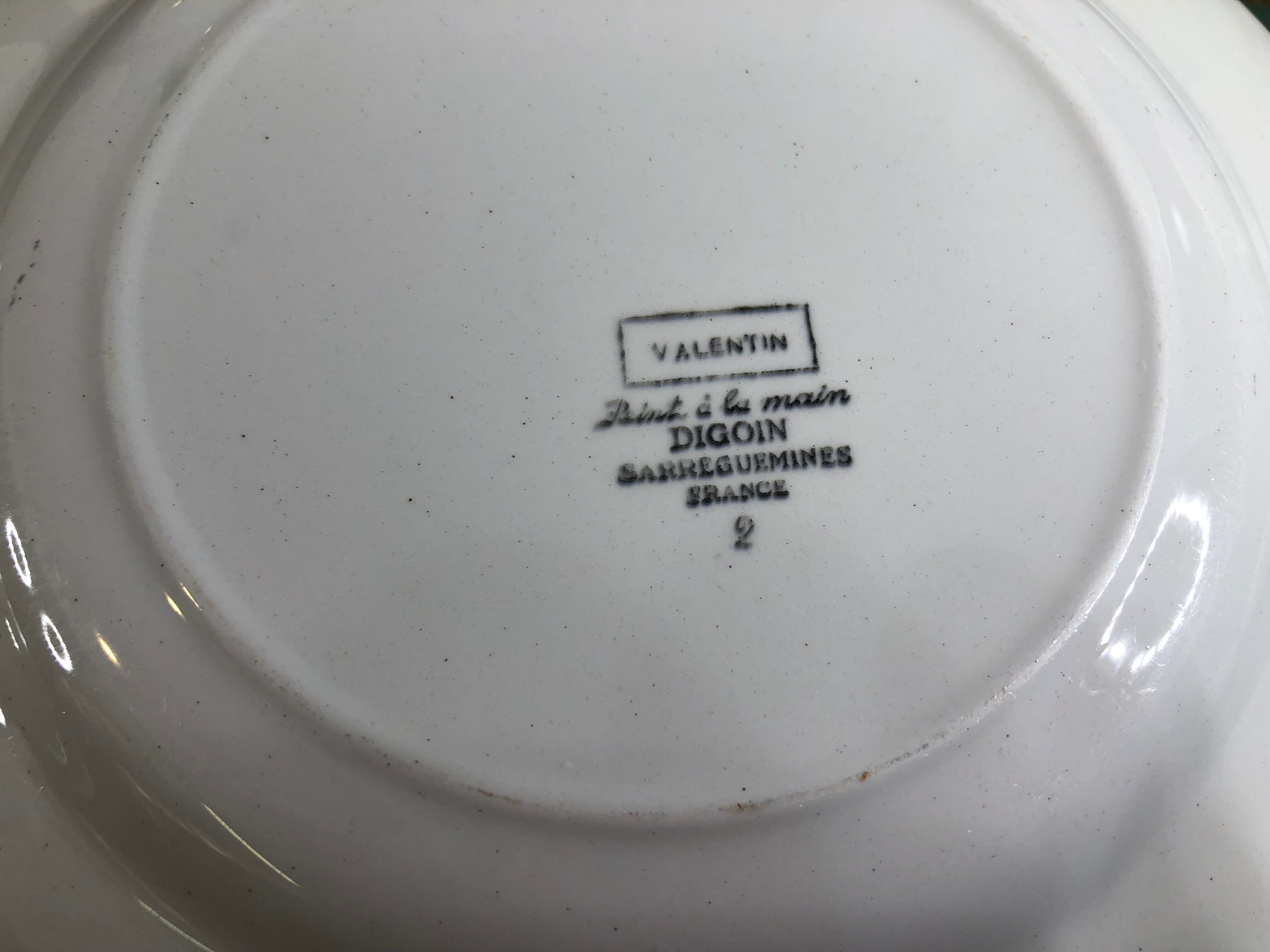 4 plates flat vintage blue flower Digoin Sarreguemines model Valentin