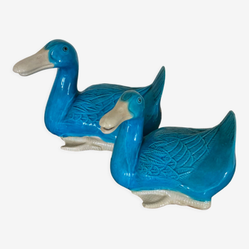 Paire de canards en porcelaine de Chine - milieu XXeme