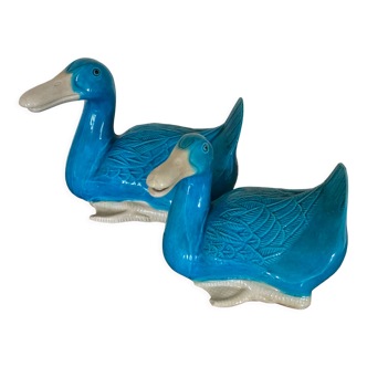 Paire de canards en porcelaine de Chine - milieu XXeme