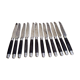12 Silver dessert knives, ebony, steel, late 19th century