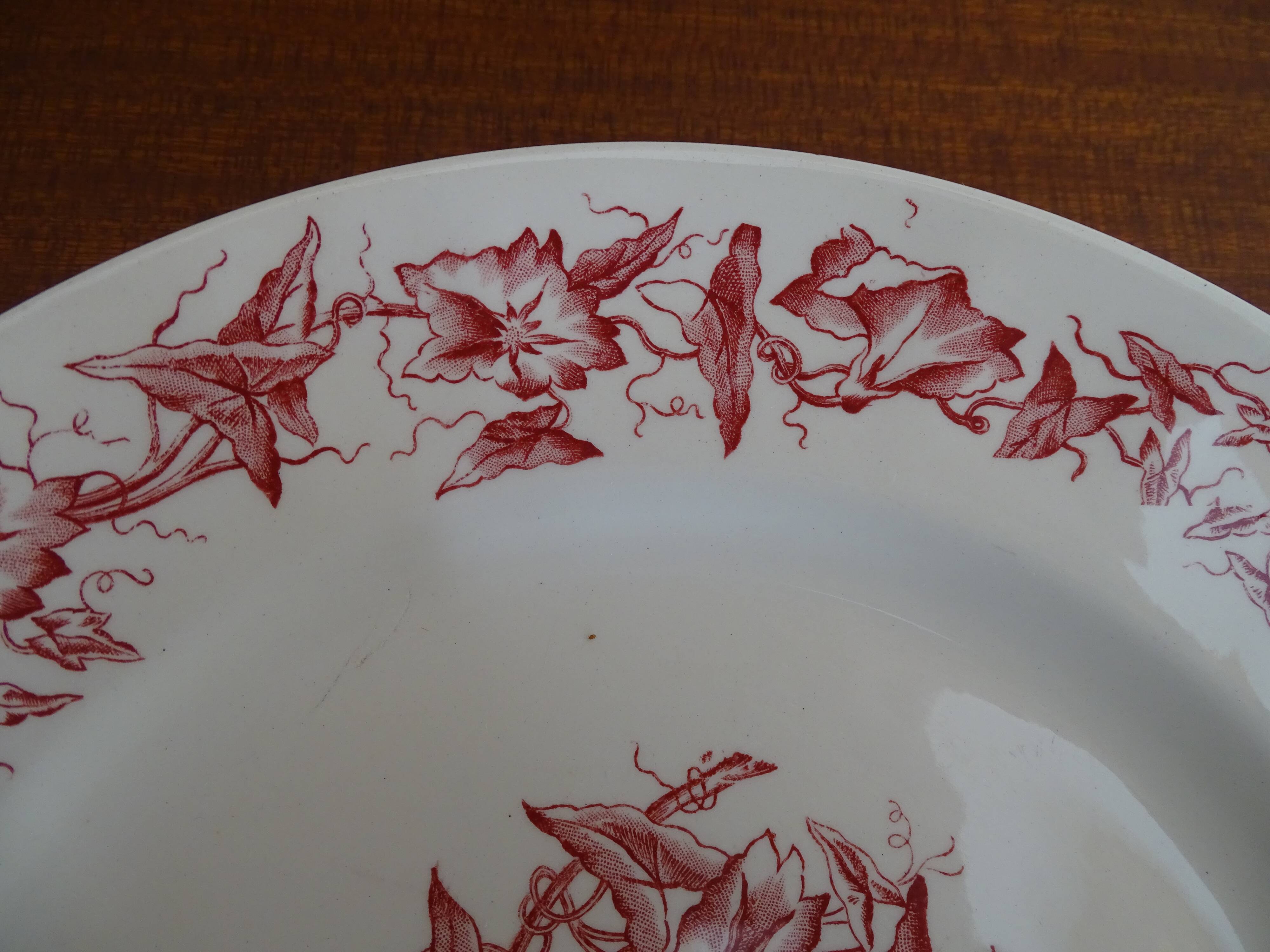 4 old faience plates Lonchamps a fleurs - Lierons - Terre de fer