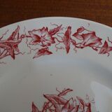 4 assiettes anciennes faience Lonchamps a fleurs - Liserons - Terre de fer