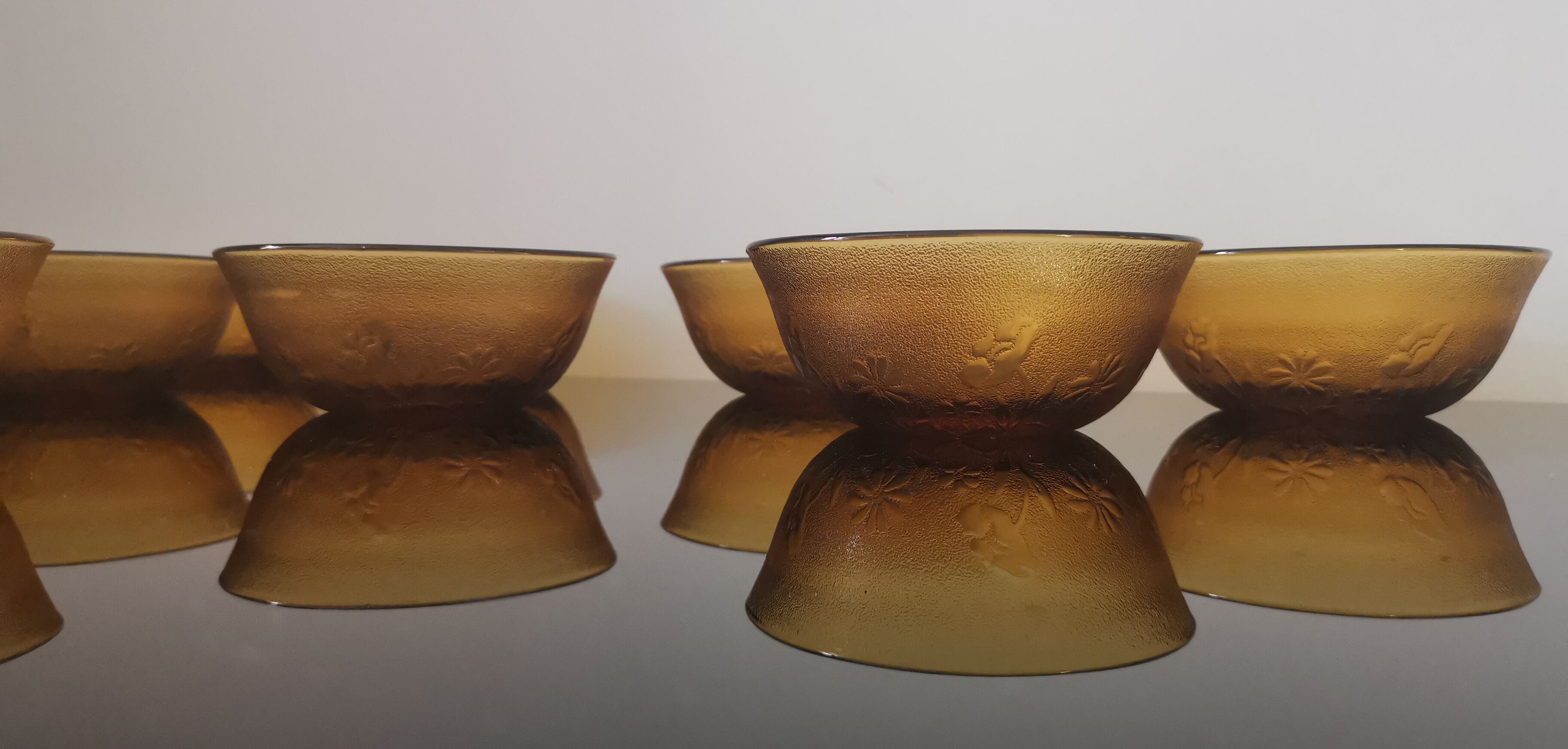 10 ramequins en verre ambré made in France vintage 70'S