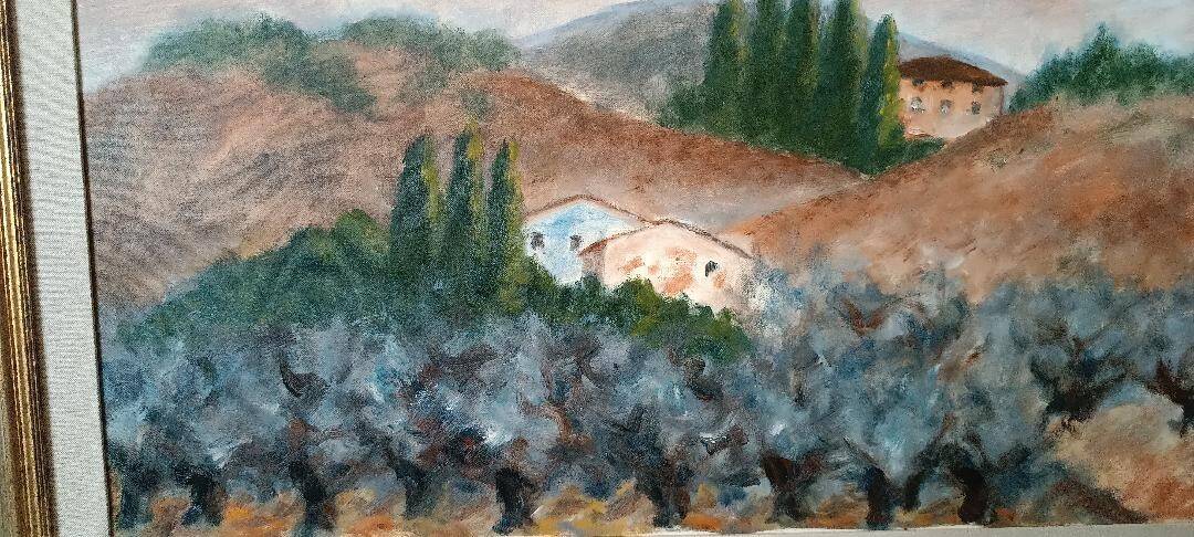 Large oil on canvas Marino Scardigli (1921-2005) - Tuscan landscape 124x94 cm