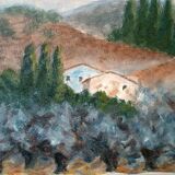 Large oil on canvas Marino Scardigli (1921-2005) - Tuscan landscape 124x94 cm