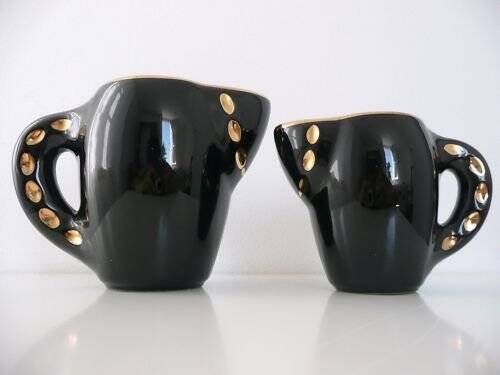 Pair of jugs / milk and coffee pot ceramic vintage 1950s