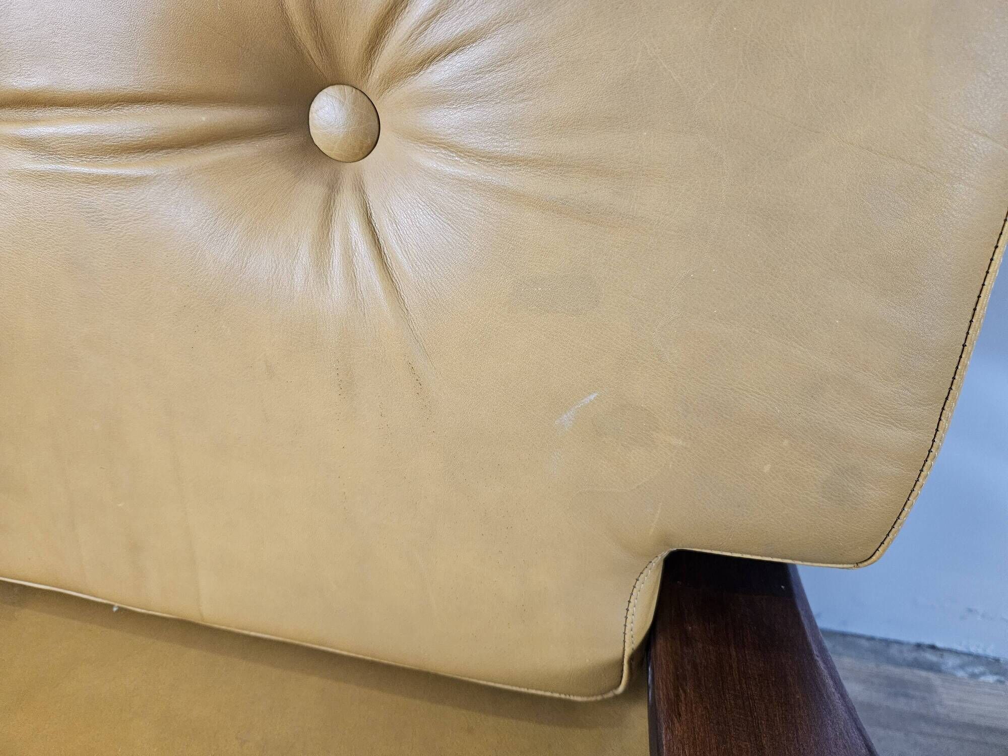 1980s leather and solid wood armchairs