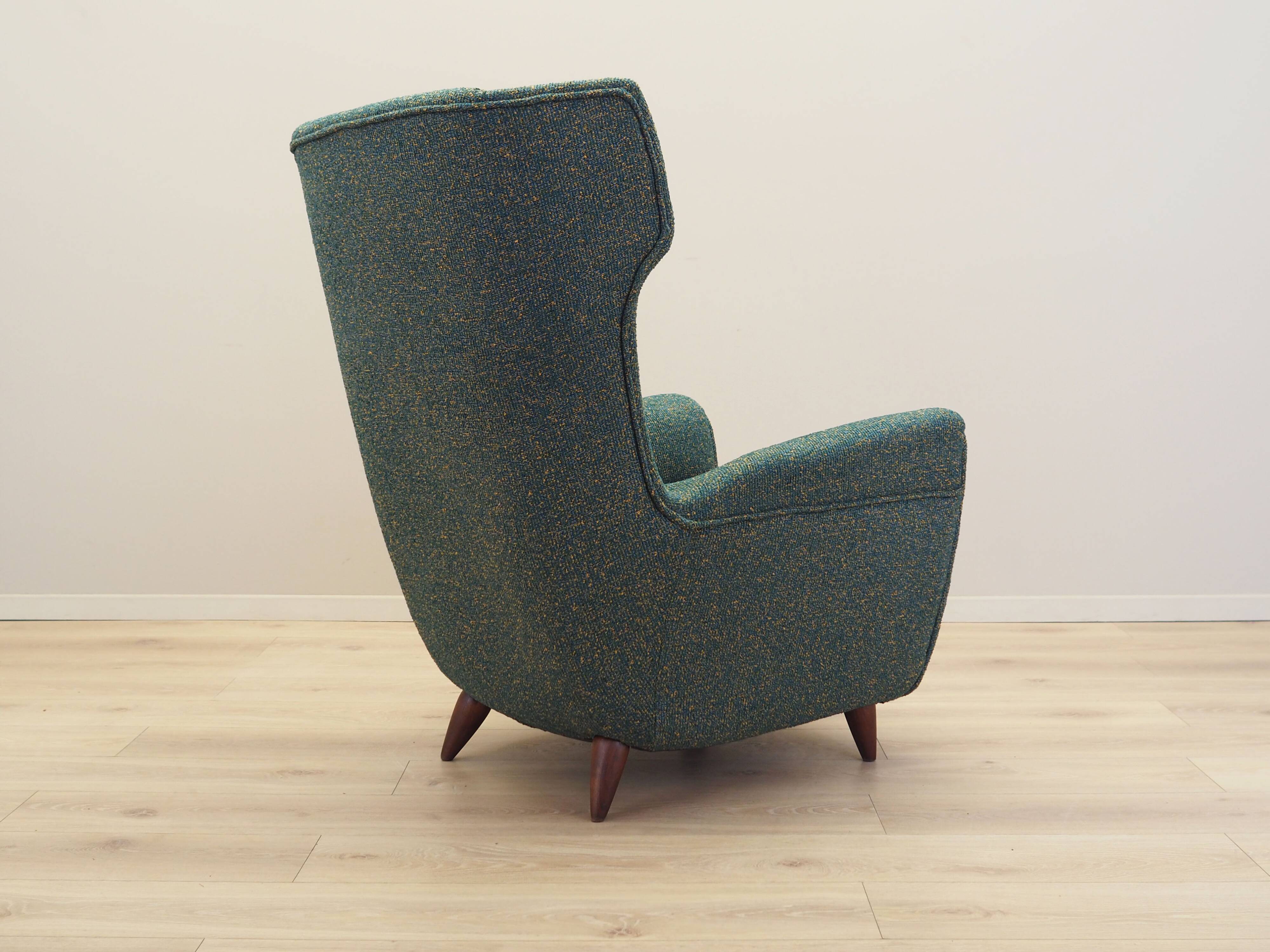 Green armchair, Italian design, 1970s, production: Italy