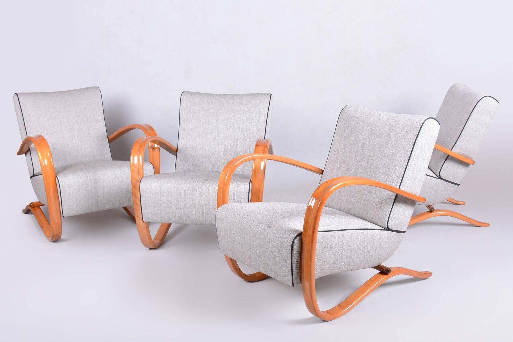 Chaises longues Art Déco H-269 en tchéque par J. Halabala pour Up Závody, années 1930, ensemble de 2