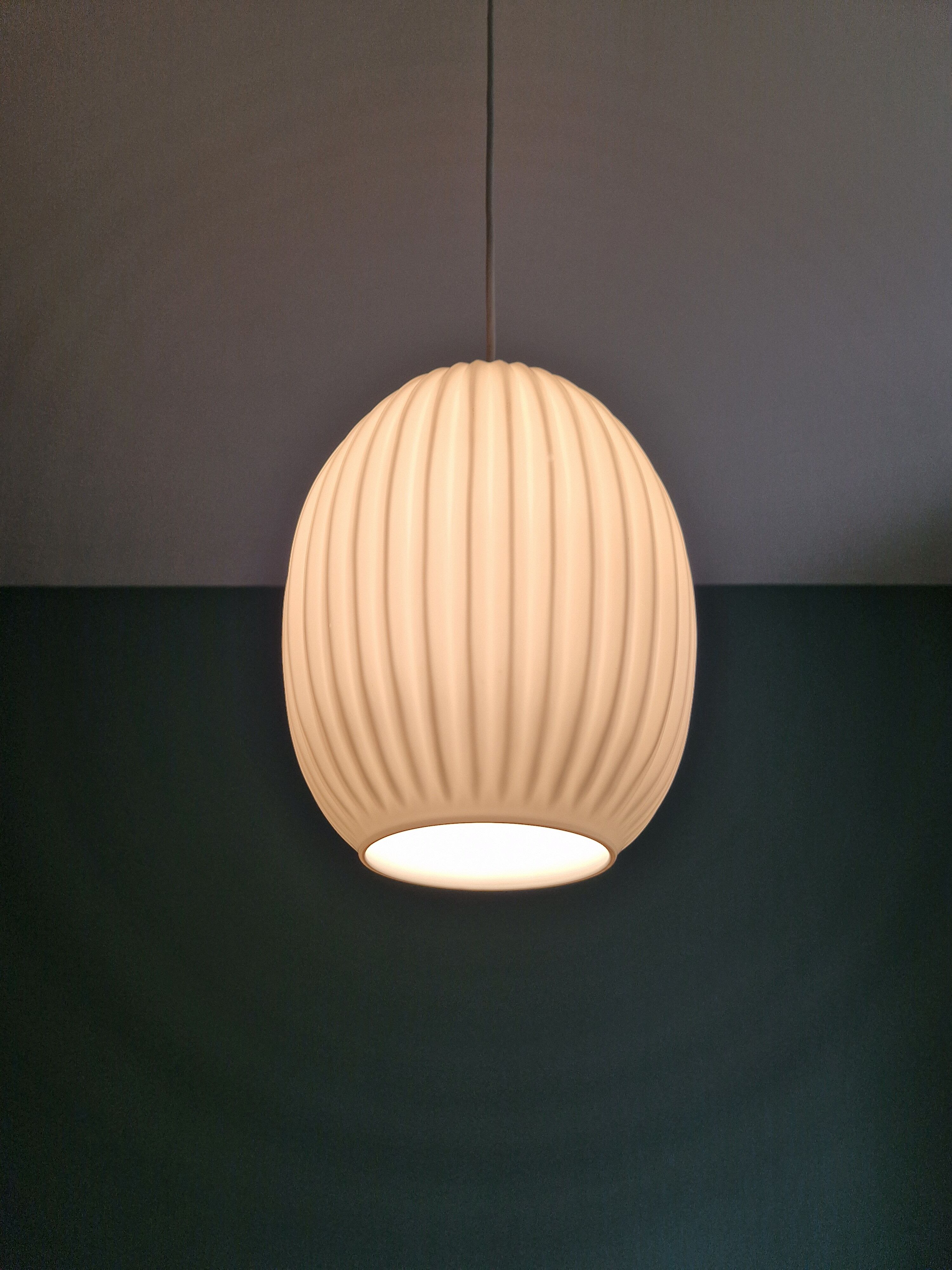 Scandinavian suspension lamp in white opaline 1960s