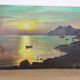 Marine painting, sunset on the esterel, oil on canvas