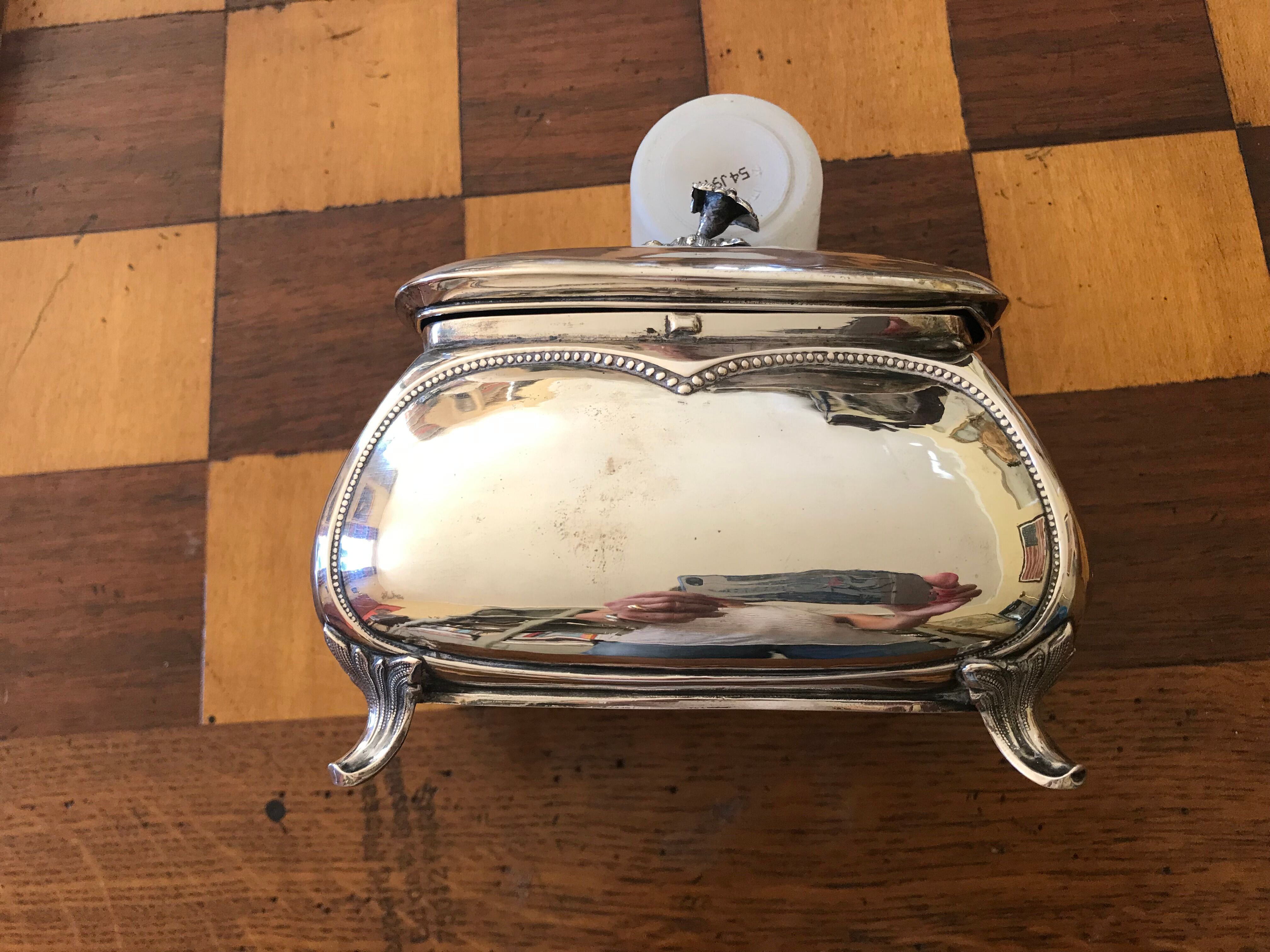Antique jewelry box silver metal