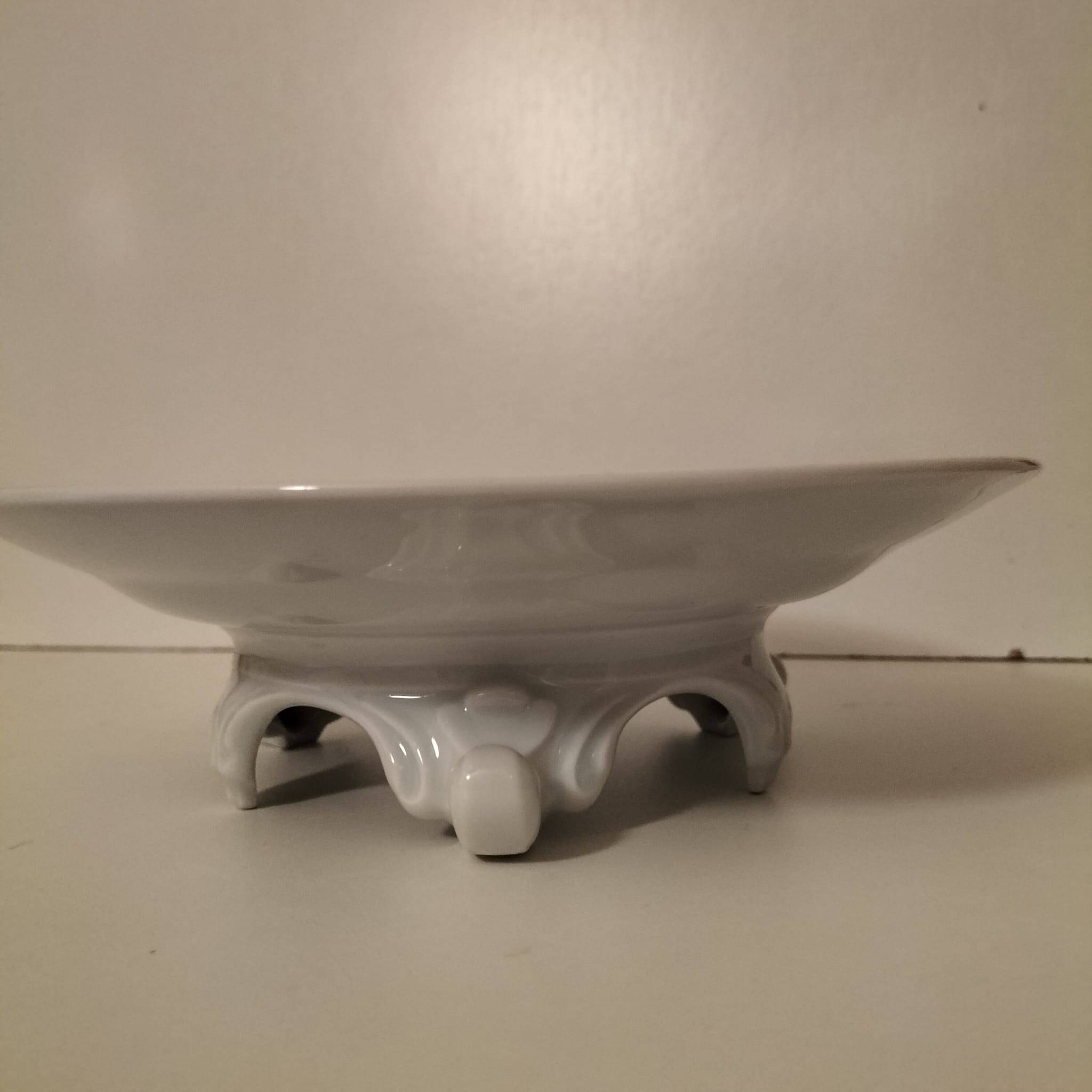 Limoges Lafarge porcelain compote bowl. Water lilies.