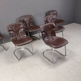 Lot de 6 chaises de salle à manger vintage par Willy Rizzo pour cidue, années 1970