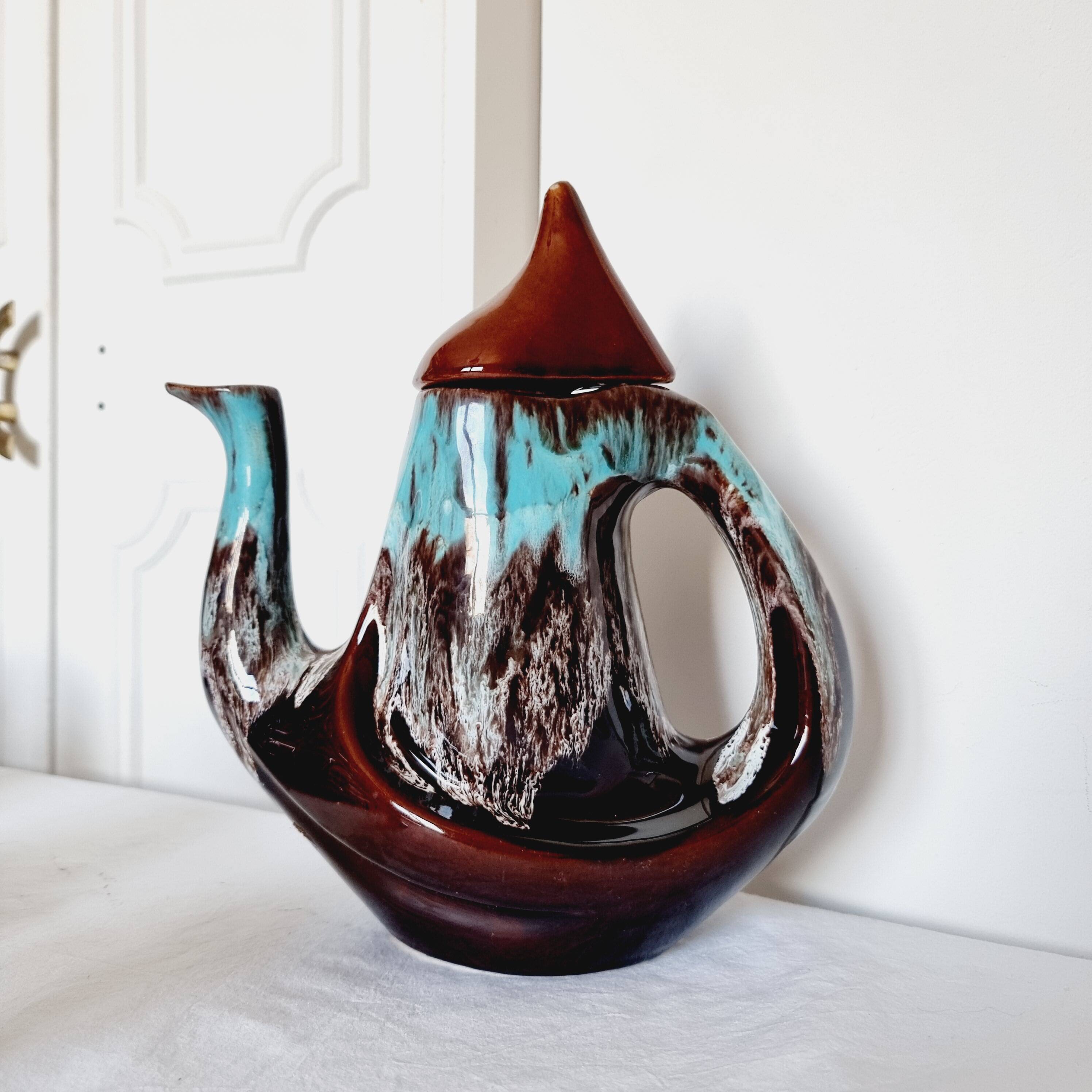 Impressionnant service à café français en céramique de Vallauris, design de style milieu du siècle