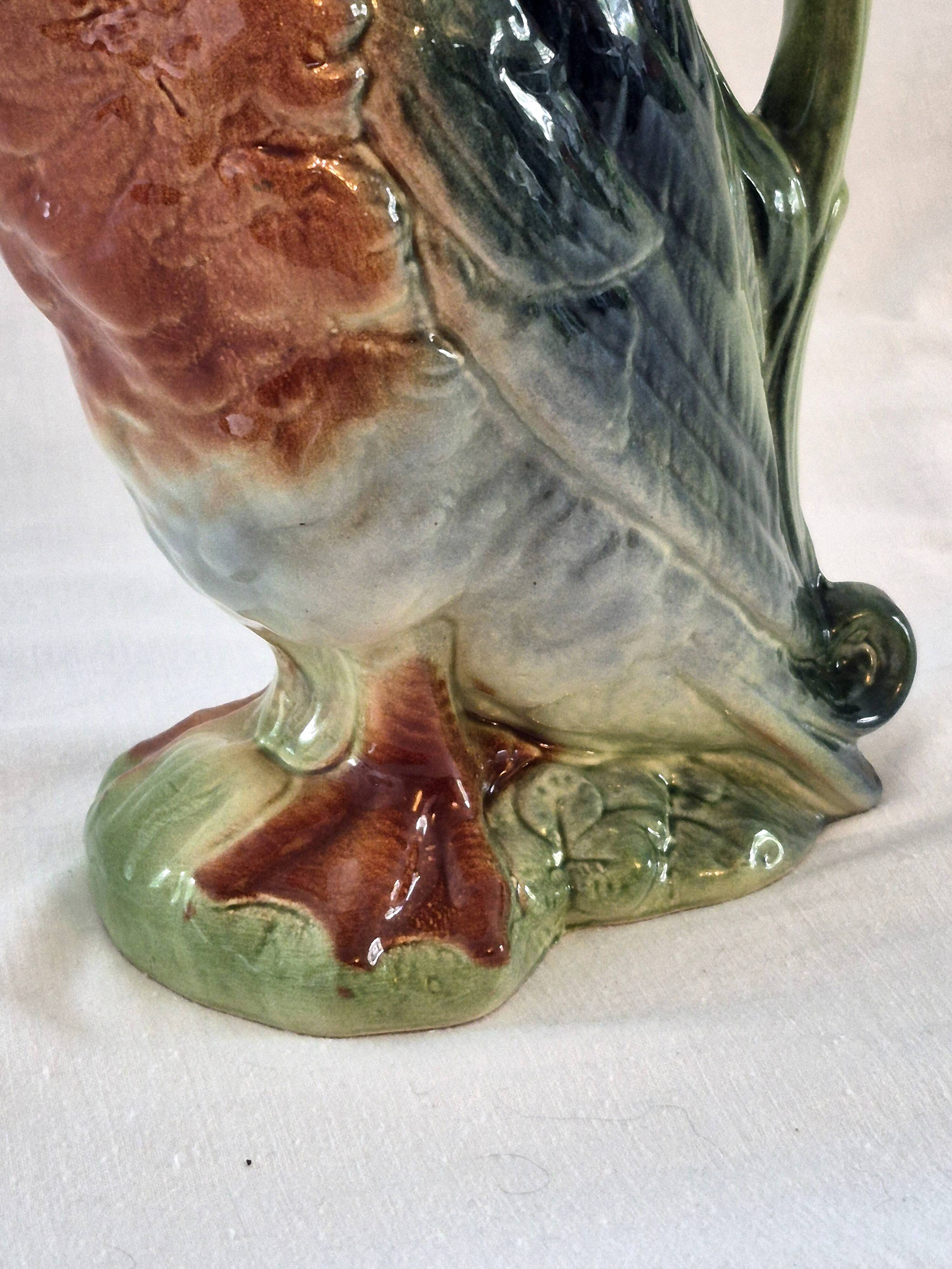 Zoomorphic pitcher barbotine Saint Clément Mallard Duck A028