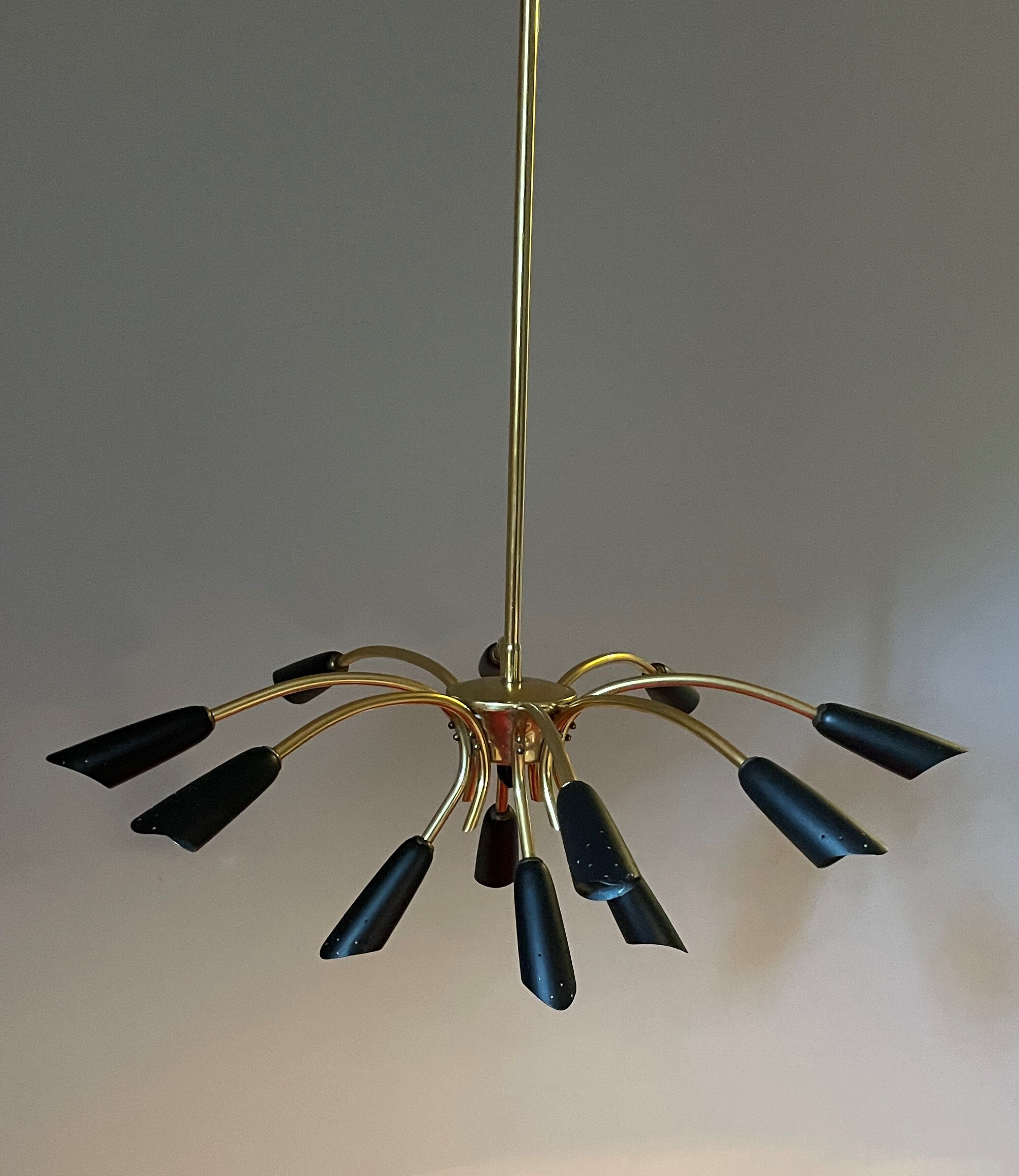 Sputnik brass chandelier