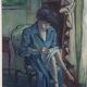 Oil on panel Young woman reading Signed Roger Alluin dated 28/2/38
