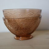 Duo of pink glass bowls