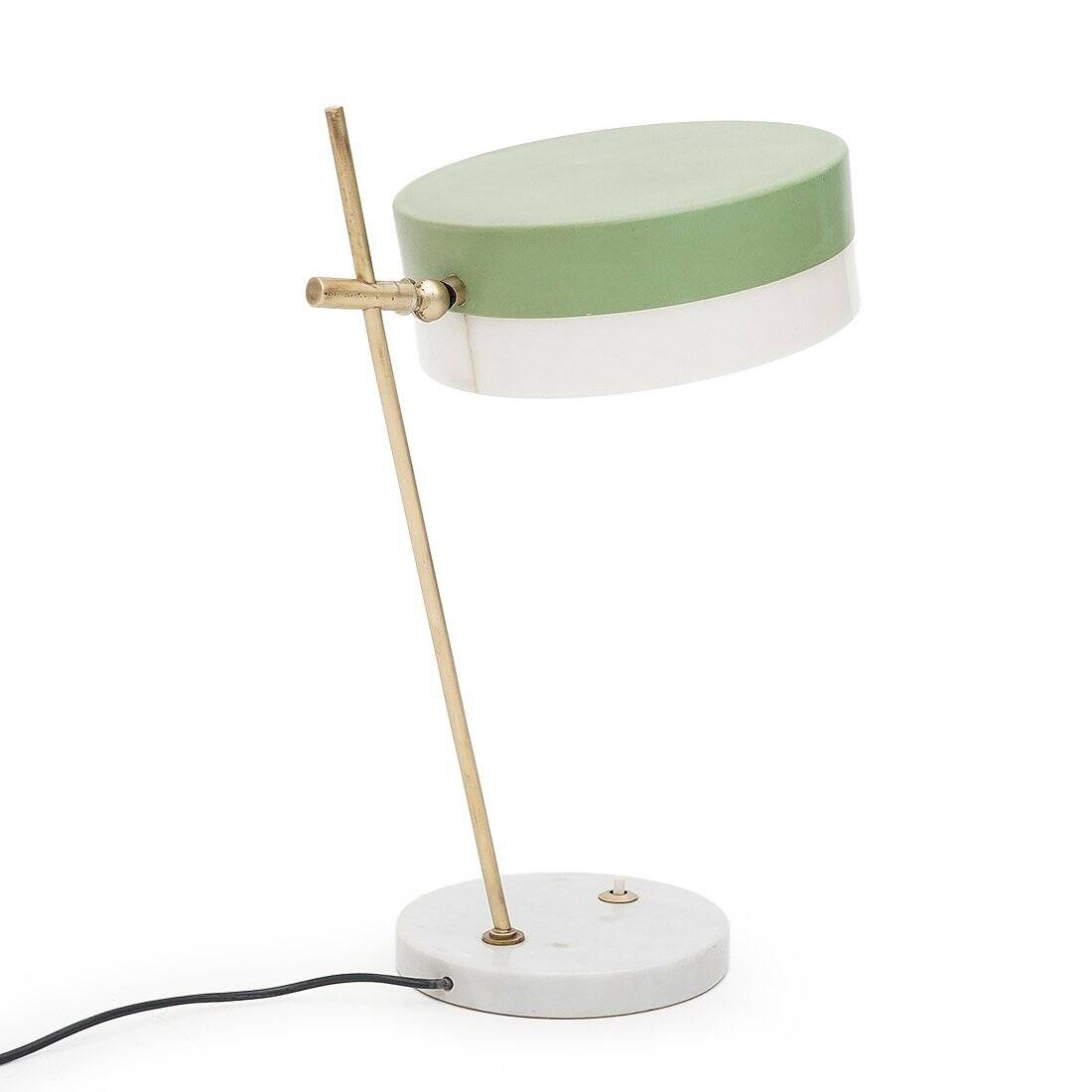 Lampe de table vintage en marbre et laiton de Stilux, années 1950