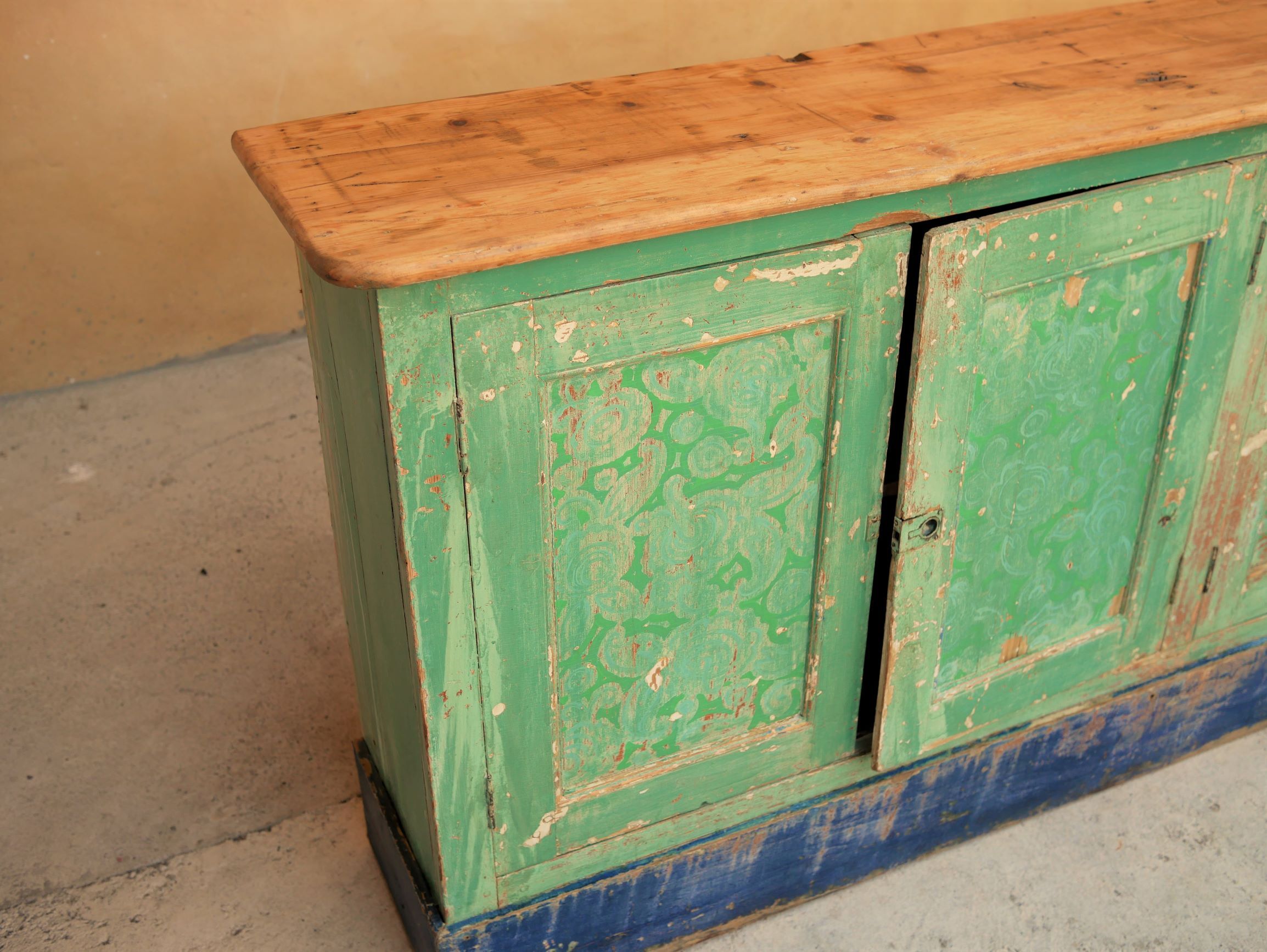 Vintage wooden farm stocking buffet