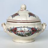 Earthenware tureen from sarreguemines obernai model illustrated by henri loux