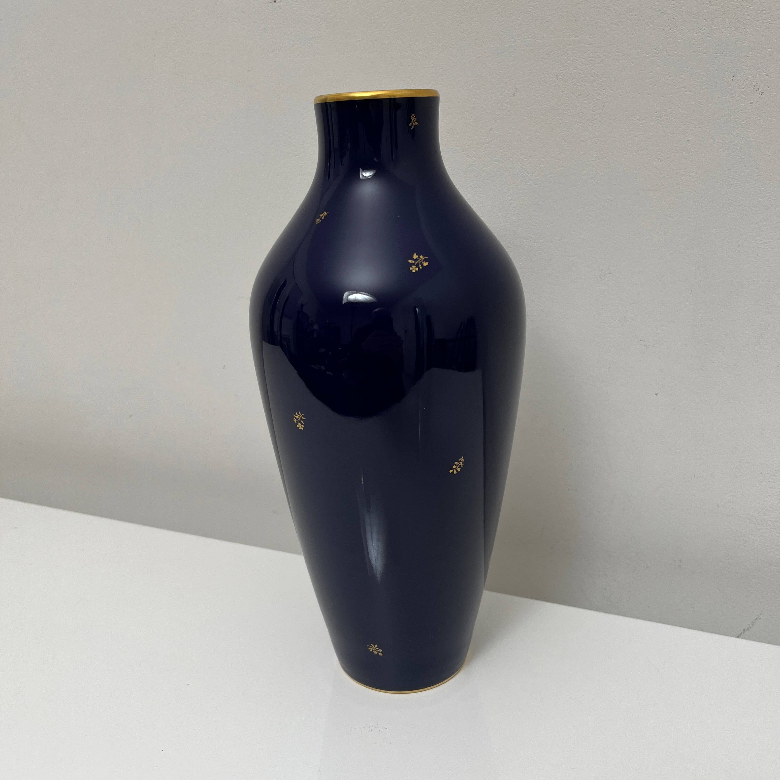 Cobalt Blue porcelain vase, Manufacture Nationale de Sevres France