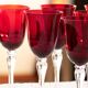 6 large vintage chalice ruby red stemmed glasses