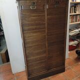 Old double curtained oak filing cabinet