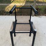 3 black industrial glass nesting coffee tables Yves Boutboul 1970