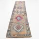 Fuchsia Vintage Oushak Runner Rug, Turkish Wool Hallway Carpet, 86x341 Cm