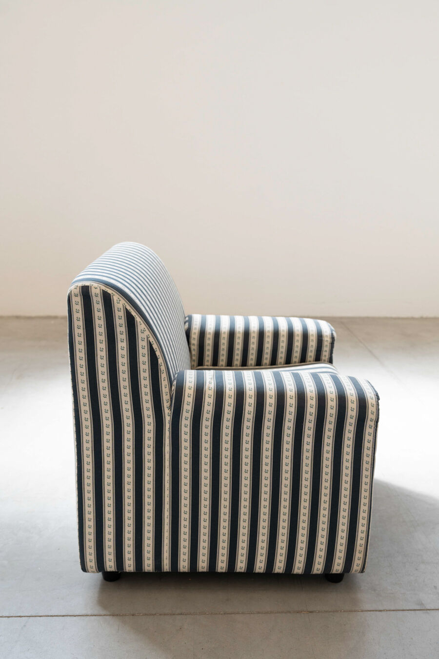 Armchair, striped fabric with flowers, 80s/90s