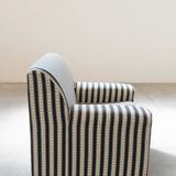 Armchair, striped fabric with flowers, 80s/90s