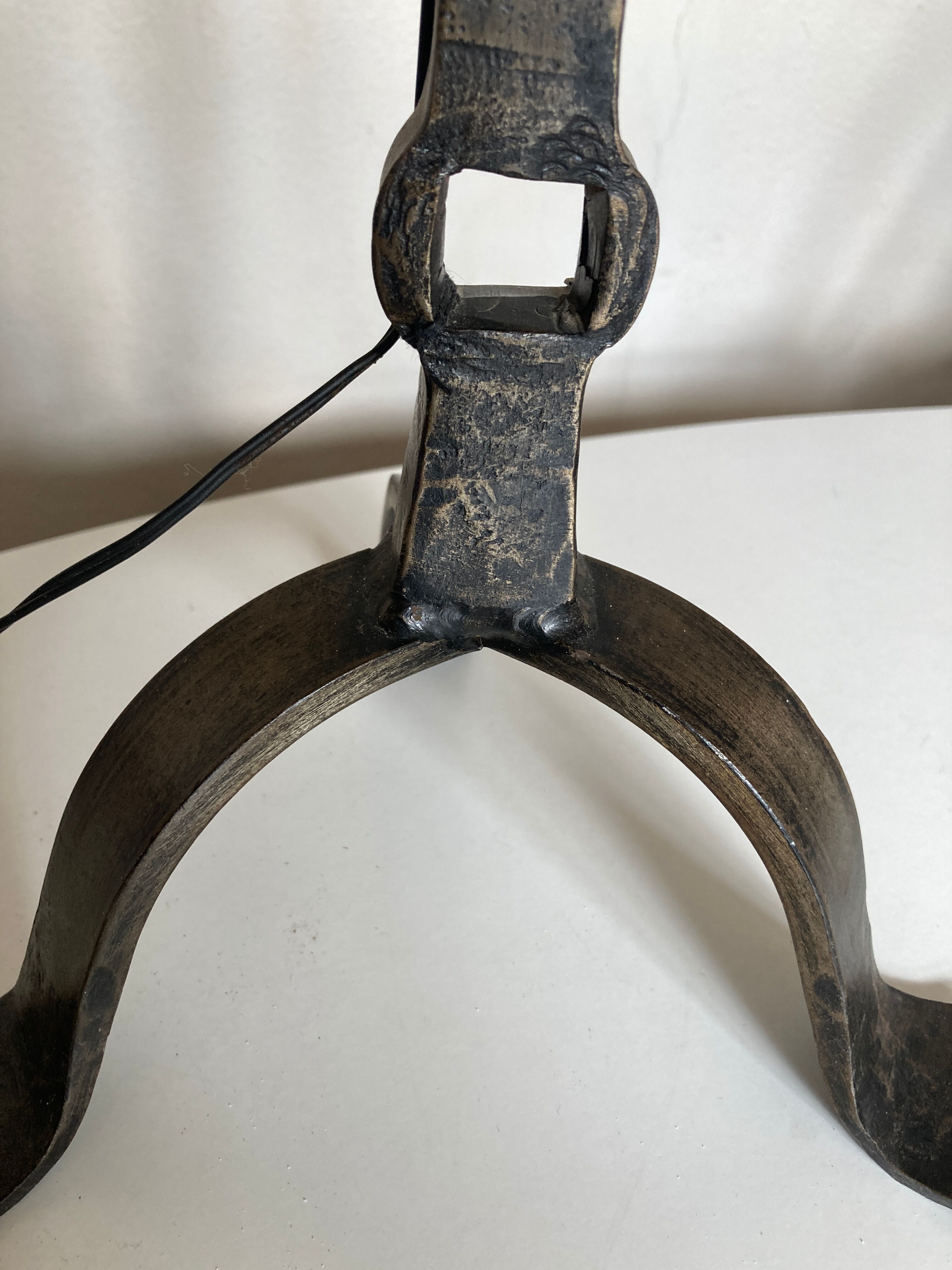 Beaten iron lamp 1970 brutalist