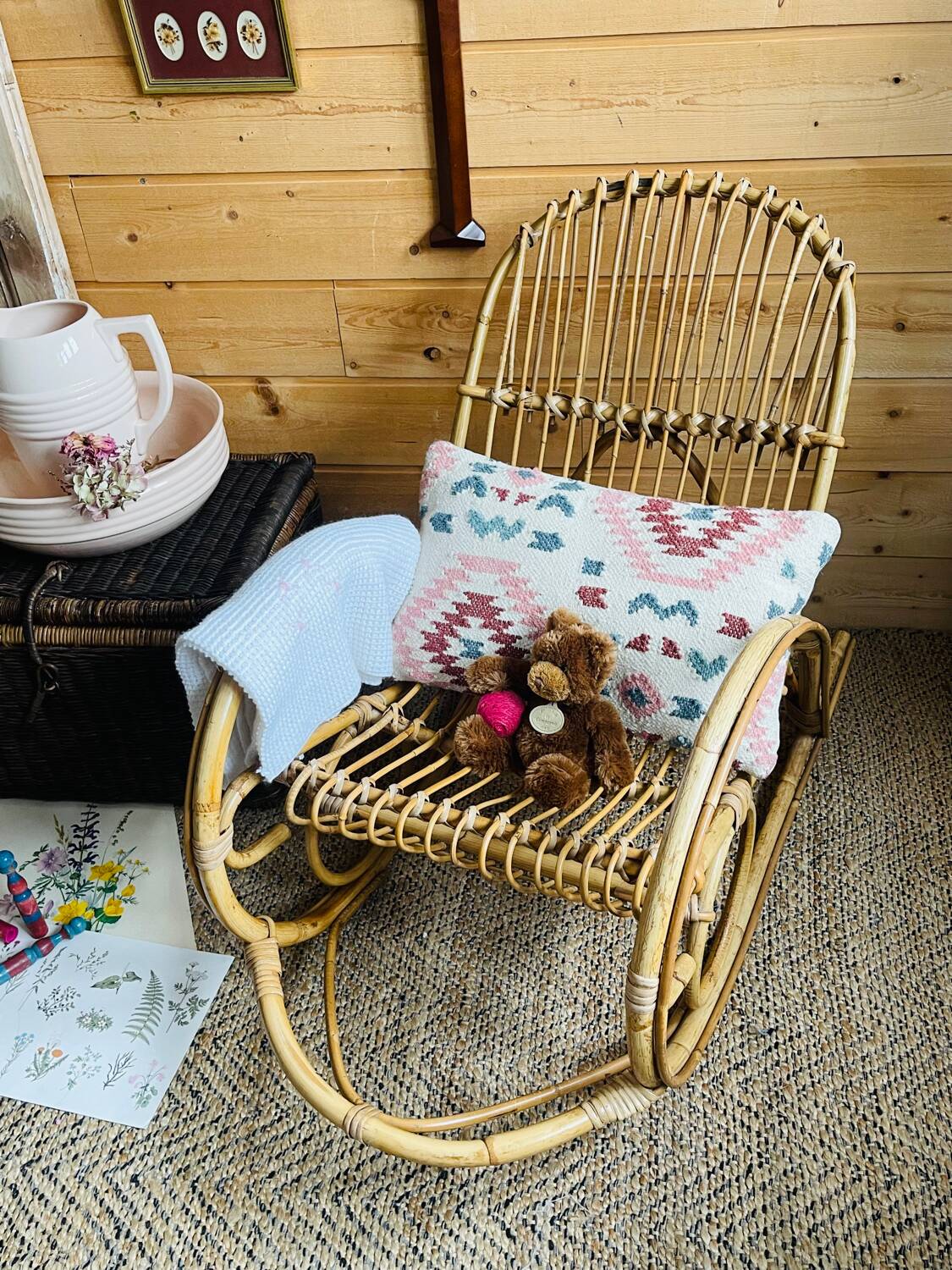 Children's rattan rocking chair