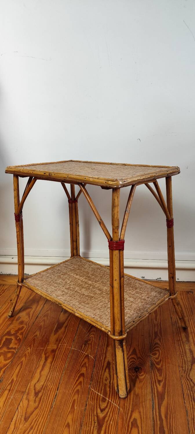 Rattan and cork side table