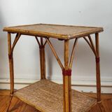 Rattan and cork side table