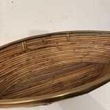 Bamboo and brass “boat” basket 1970