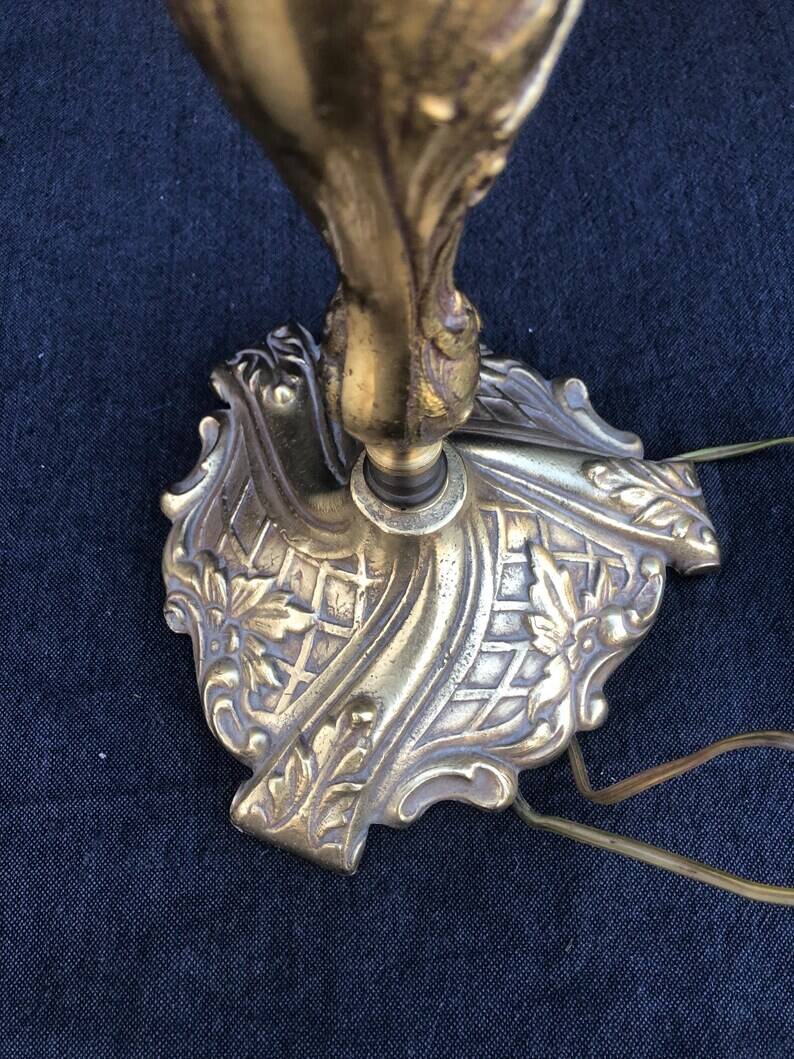 French Bronze Brass Table Lamp: Louis XV Style Vintage Lighting