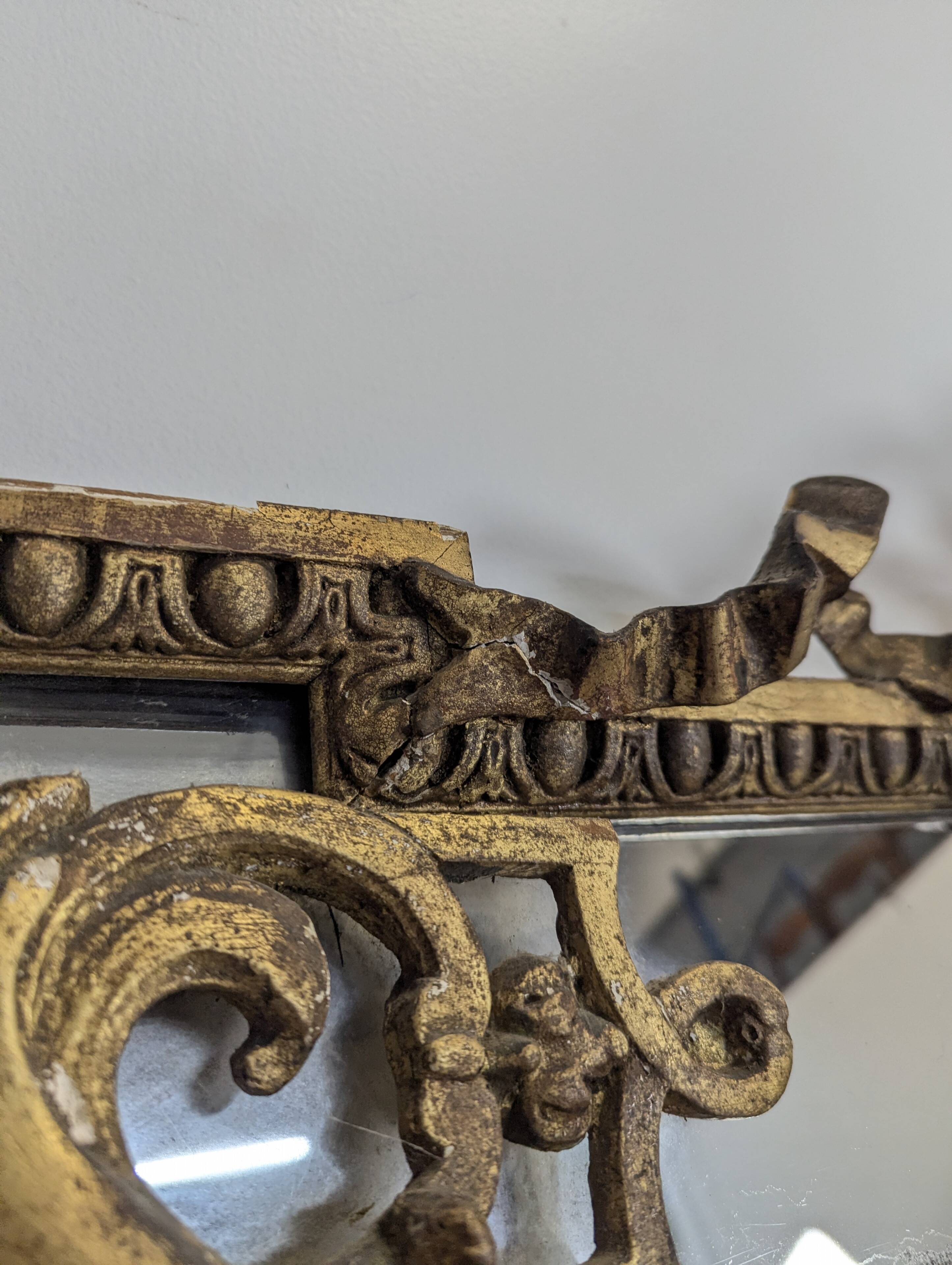 Golden wooden mirror with moulding from the Napoléon III period.