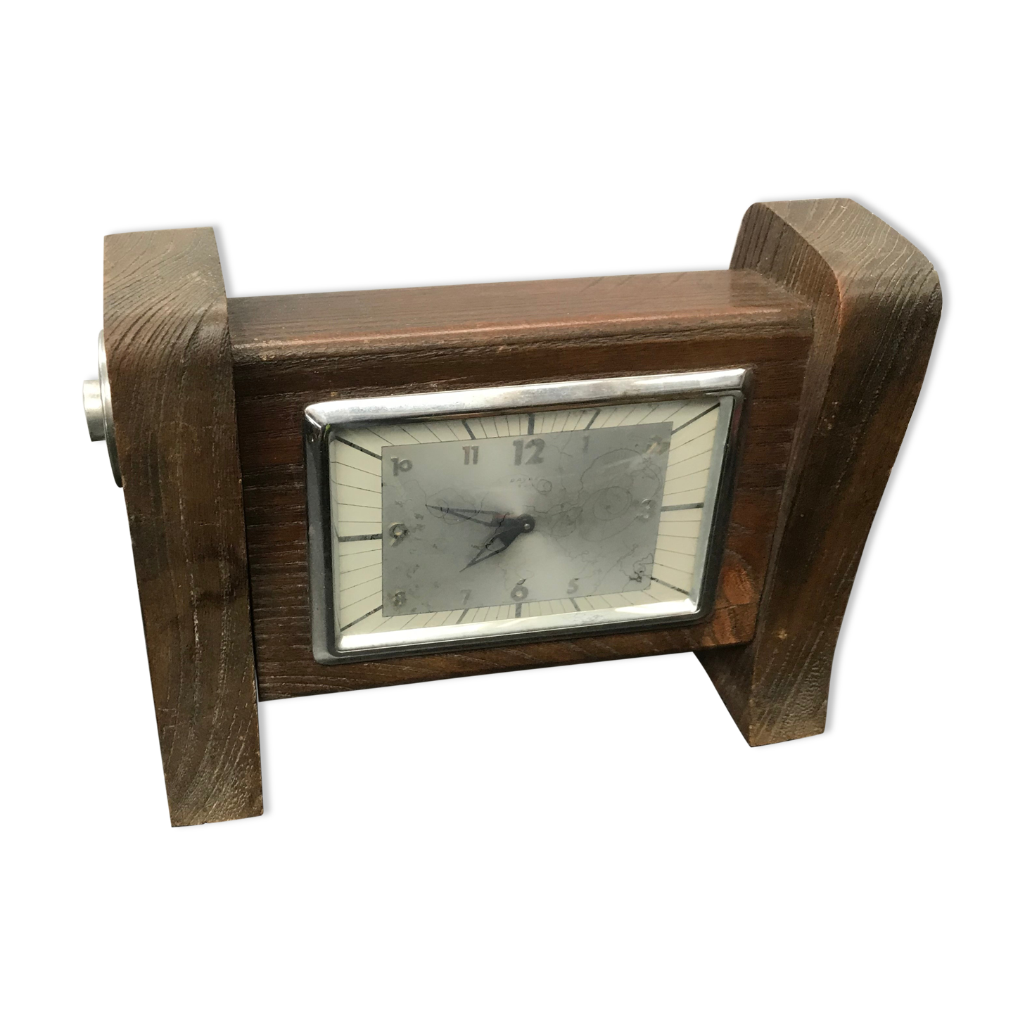 Bayard table pendule clock 8 days wood - vintage chromé metal