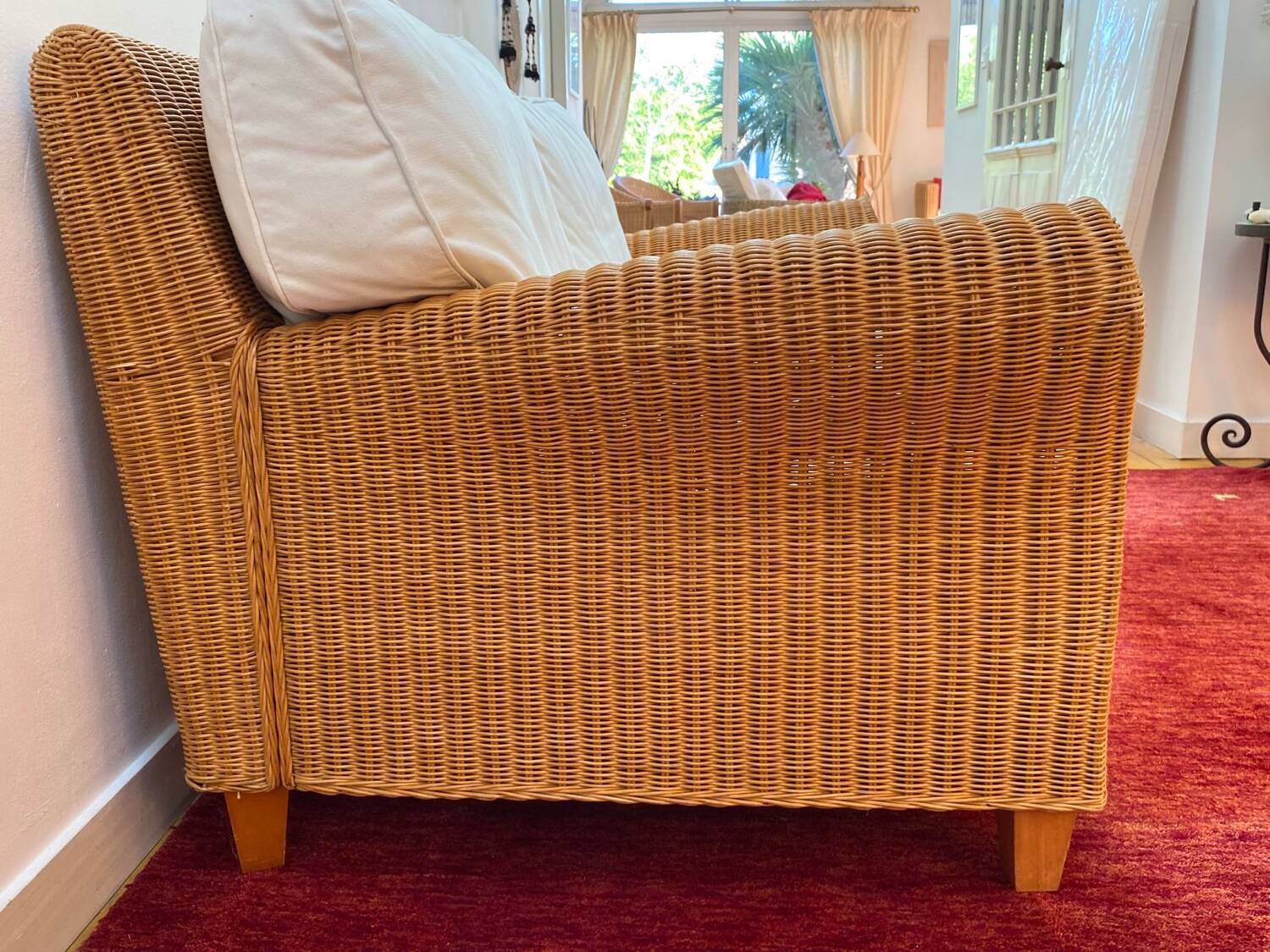 Antique 2-seater rattan sofa from the 70s
