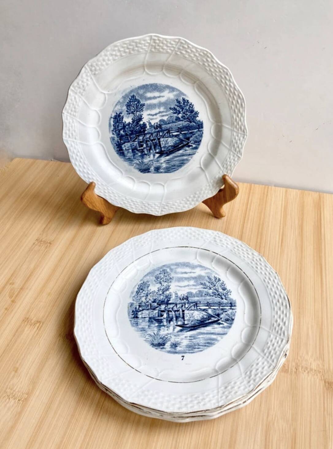 Assiettes à dessert porcelaine opaque Delft