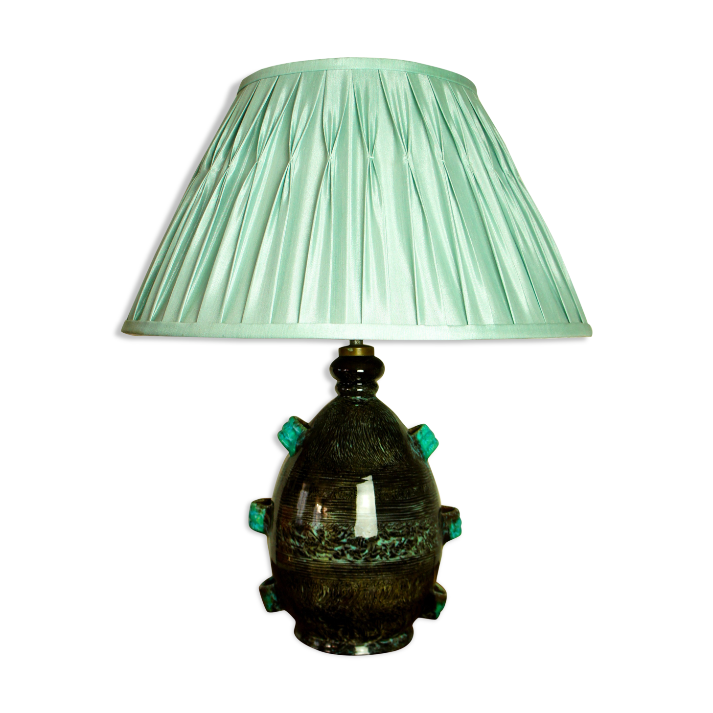 Ceramic lamp signed "Accolay Yonne" vintage