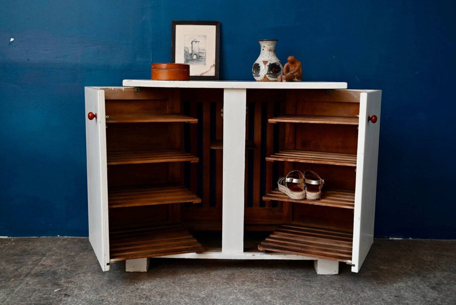 Retro commode with shelves Art Deco painted wood