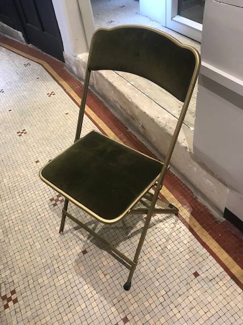 Pair of folding velvet chairs "Opera"