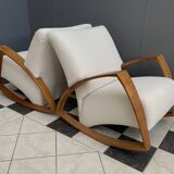 Pair of large rocking chairs reupholstered in White Boucle