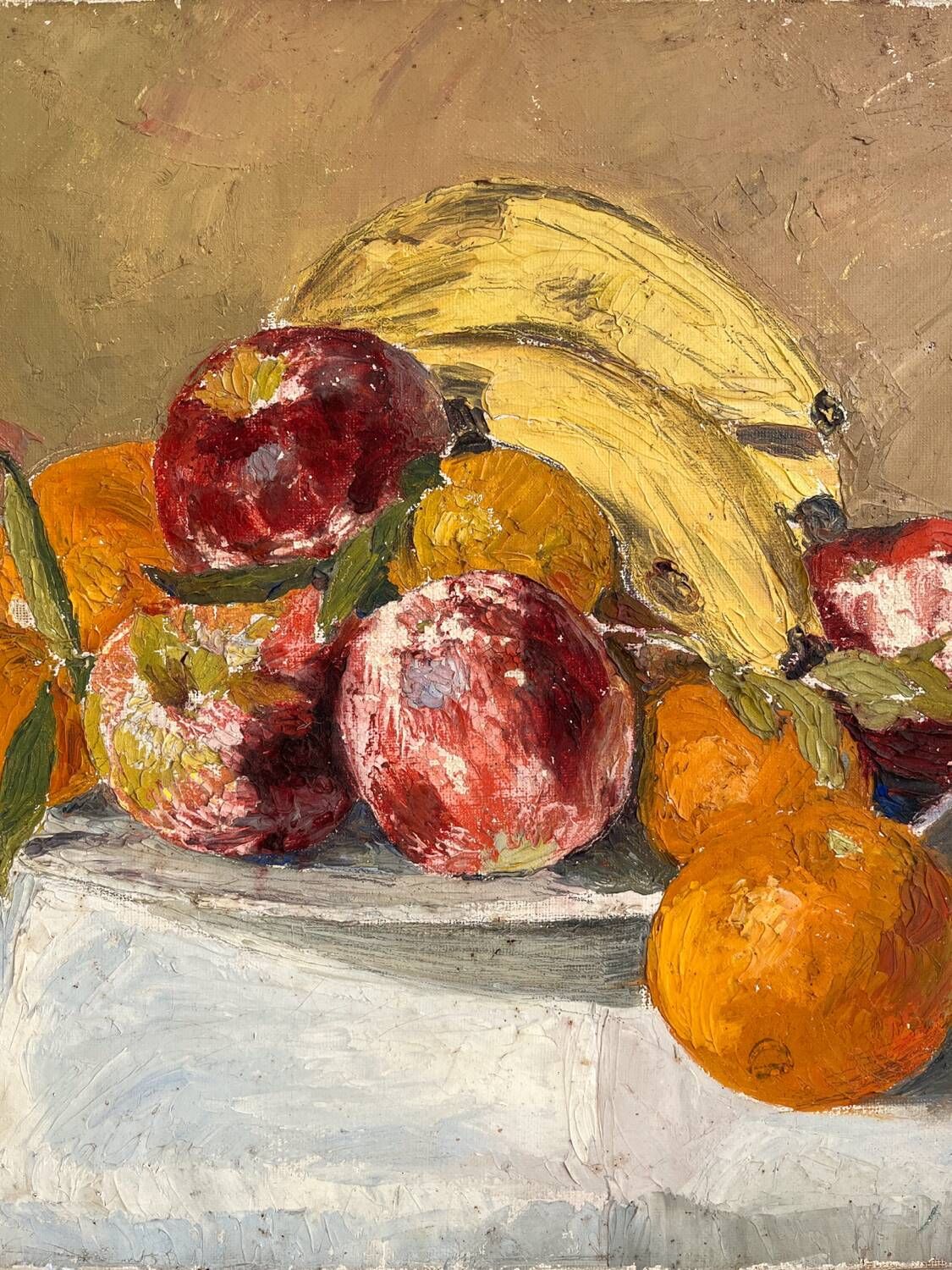 Old oil painting on canvas still life fruits 1930s