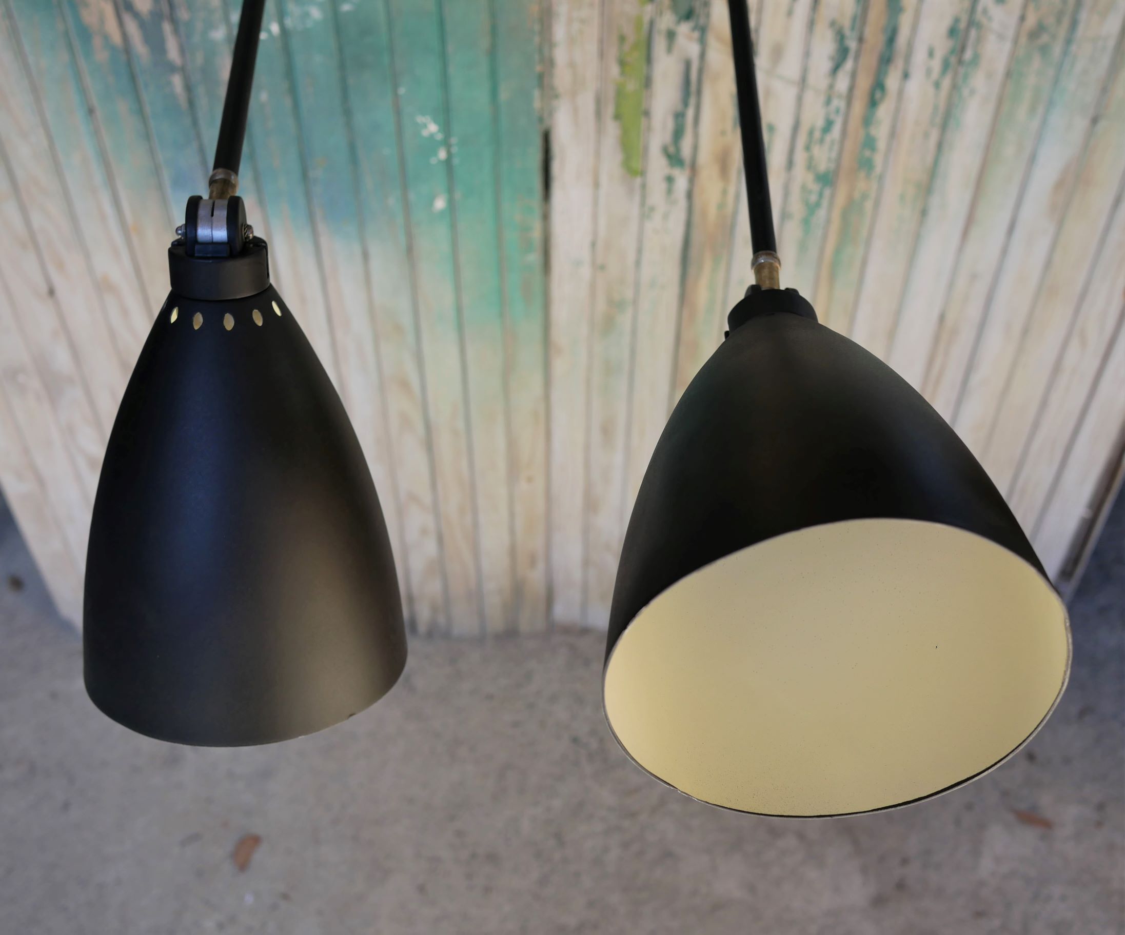 Pair of industrial arm wall lights, 60 years