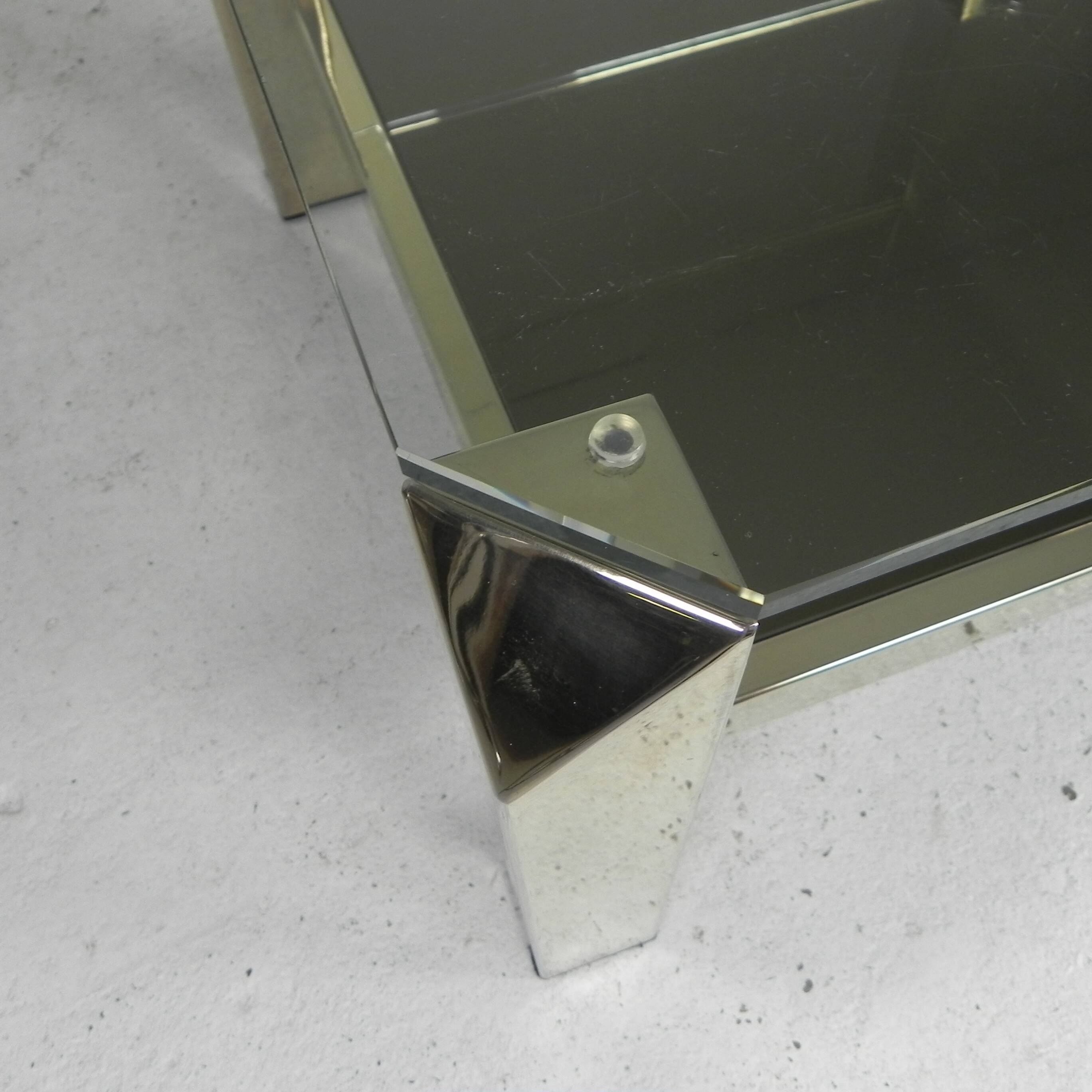 Belgo Chrom coffee table with 2 glass plates, 1970s